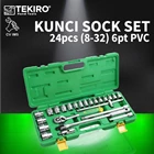 Kunci Sock Set 24pcs 1/2" 8-32mm 6PT PVC TEKIRO SC-SE0613 1