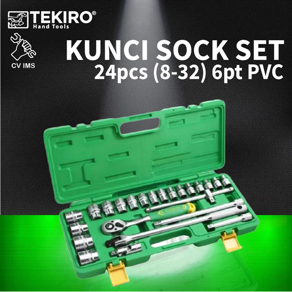 Key Sock Set 24pcs 1/2" 8-32mm 6PT PVC TEKIRO SC-SE0613