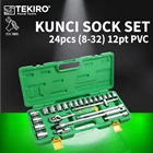 Kunci Sock Set 24pcs 1/2" 8-32mm 12PT PVC TEKIRO SC-SE0615 1