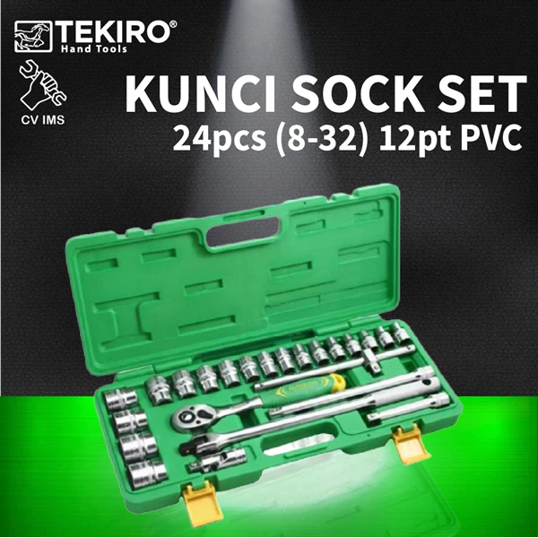 Kunci Sock Set 24pcs 1/2" 8-32mm 12PT PVC TEKIRO SC-SE0615