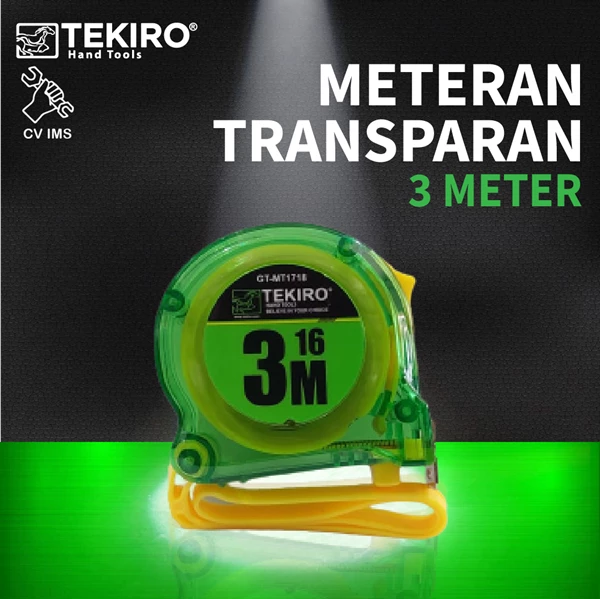 Meteran Roll Transparan TEKIRO 3 Meter GT-MT1718