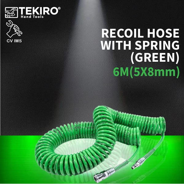 Recoil Hose With Spring Green TEKIRO 6M 5x8mm AT-RH1115