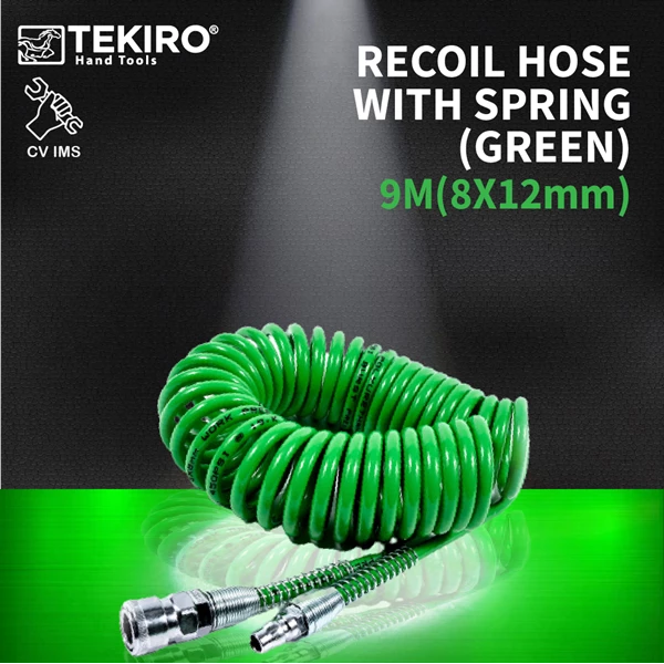 Recoil Hose With Spring Green TEKIRO 9M 8x12mm AT-RH1124