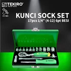 Kunci Sock Set 17pcs 1/4" 4-12mm 6PT BESI TEKIRO SC-SE0591 1