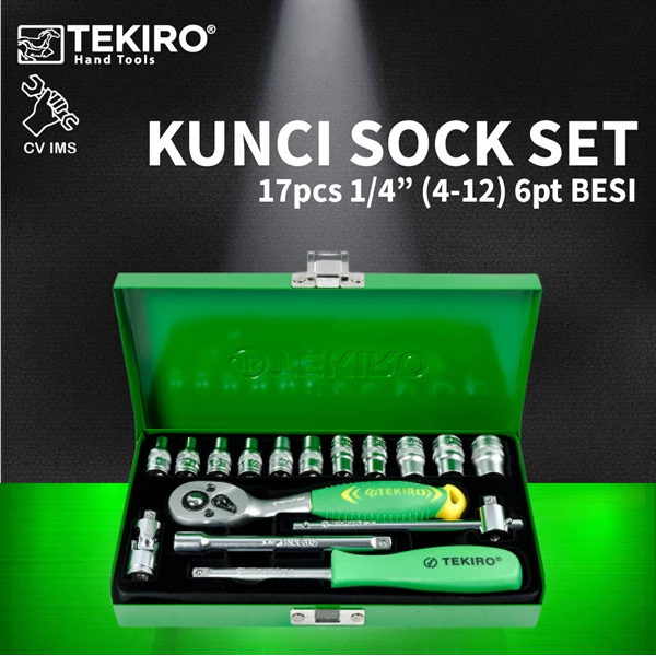 Key Sock Set 17pcs 1/4" 4-12mm 6PT BESI TEKIRO SC-SE0591