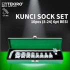 Kunci Sock Set 10pcs 1/2" 8-24mm 6PT BESI TEKIRO SC-SE0595 1