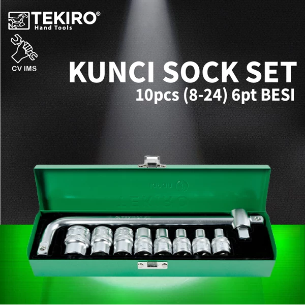 Kunci Sock Set 10pcs 1/2" 8-24mm 6PT BESI TEKIRO SC-SE0595
