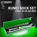 Kunci Sock Set 17pcs 1/2" 8-24mm 6PT BESI TEKIRO SC-SE0596 1