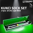 Key Sock Set 17pcs 1/2" 8-24mm 12PT BESI TEKIRO SC-SE0597 1