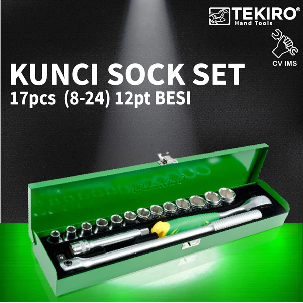 Kunci Sock Set 17pcs 1/2" 8-24mm 12PT BESI TEKIRO SC-SE0597