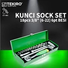 Key Sock Set 18pcs 3/8" 6-22mm 6PT BESI TEKIRO SC-SE0593 1