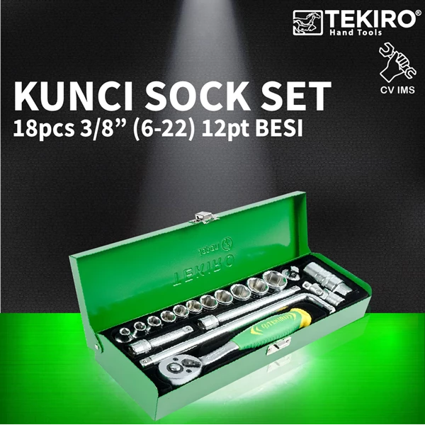 Key Sock Set 18pcs 3/8" 6-22mm 12PT BESI TEKIRO SC-SE0594
