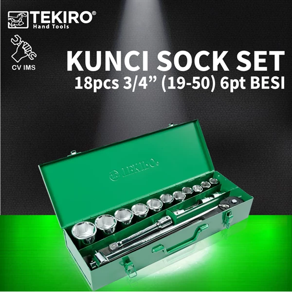 Kunci Sock Set 18pcs 3/4" 19-50mm 6PT BESI TEKIRO SC-SE0602