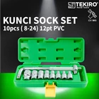 Key Sock Set 10pcs 1/2" 8-24mm 12PT PVC TEKIRO SC-SE0605 1