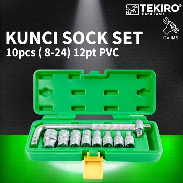Kunci Sock Set 10pcs 1/2" 8-24mm 12PT PVC TEKIRO SC-SE0605