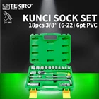 Key Sock Set 18pcs 3/8" 6-22mm 6PT PVC TEKIRO SC-SE0608 1