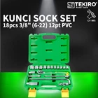 Kunci Sock Set 18pcs 3/8" 6-22mm 12PT PVC TEKIRO SC-SE0609 1