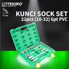 Key Sock Set 22pcs 1/2" 10-32mm 6PT PVC TEKIRO SC-SE0611 1