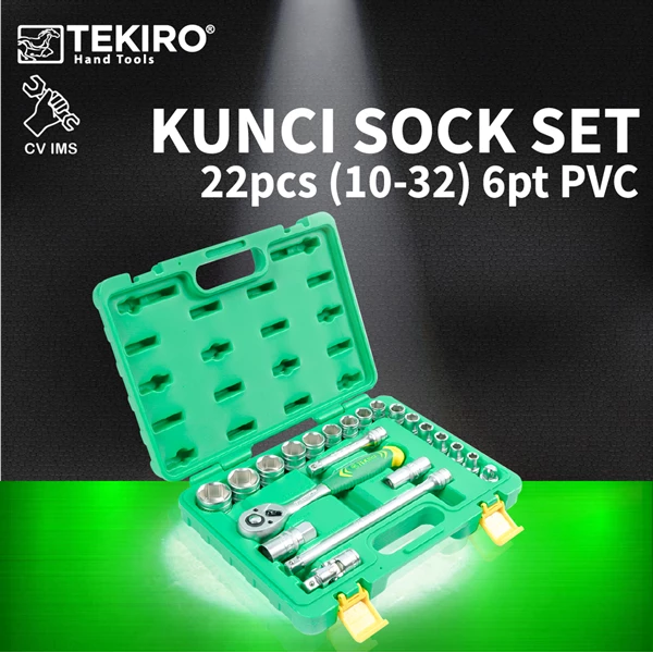 Kunci Sock Set 22pcs 1/2" 10-32mm 6PT PVC TEKIRO SC-SE0611