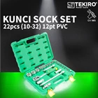 Key Sock Set 22pcs 1/2" 10-32mm 12PT PVC TEKIRO SC-SE0612 1