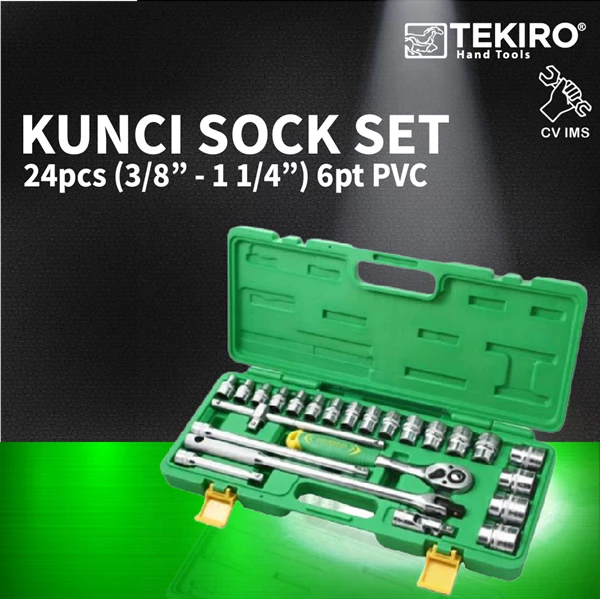Key Sock Set 24pcs 3/8"- 1 1/4" 6PT PVC TEKIRO SC-SE0614