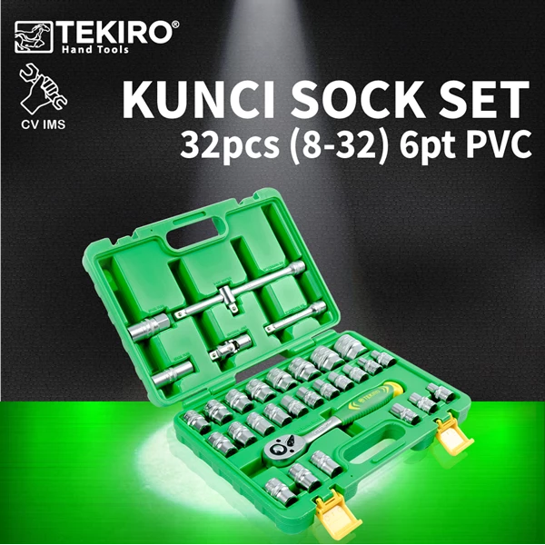 Key Sock Set 32pcs 1/2" 8-32mm 6PT PVC TEKIRO SC-SE0618