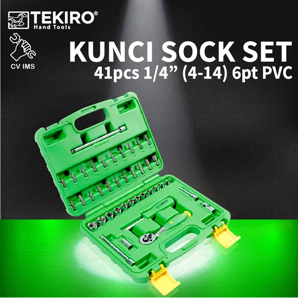 Kunci Sock Set 41pcs 1/4" 4-14mm 6PT PVC TEKIRO SC-SE0619