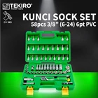 Kunci Sock Set 58pcs 3/8" 6-24mm 6PT PVC TEKIRO SC-SE0621 1