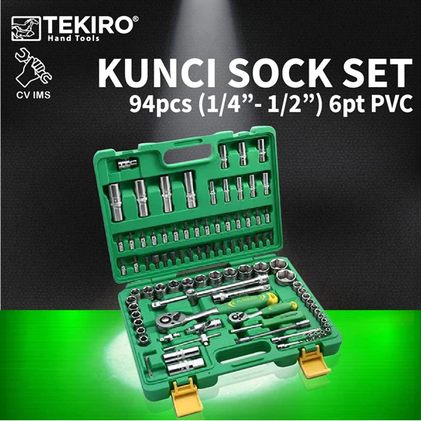 Kunci Sock Set 94pcs 1/4"- 1/2" 6PT PVC TEKIRO SC-SE0622