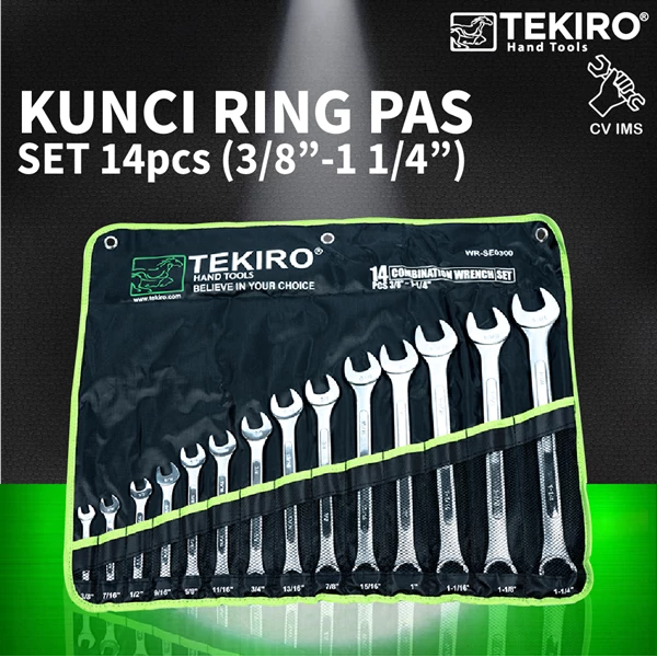 Combination Wrench Set 14pcs 3/8"-1 1/4" TEKIRO WR-SEO300