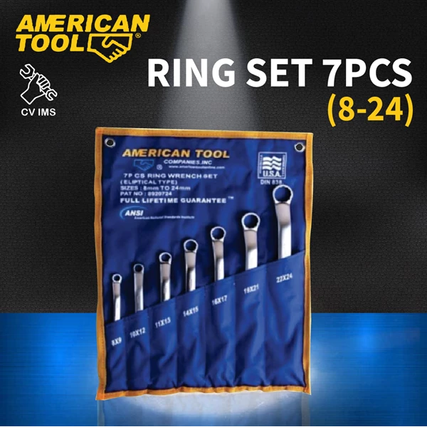 Kunci Ring Set 7pcs (8-24mm) American Tool 