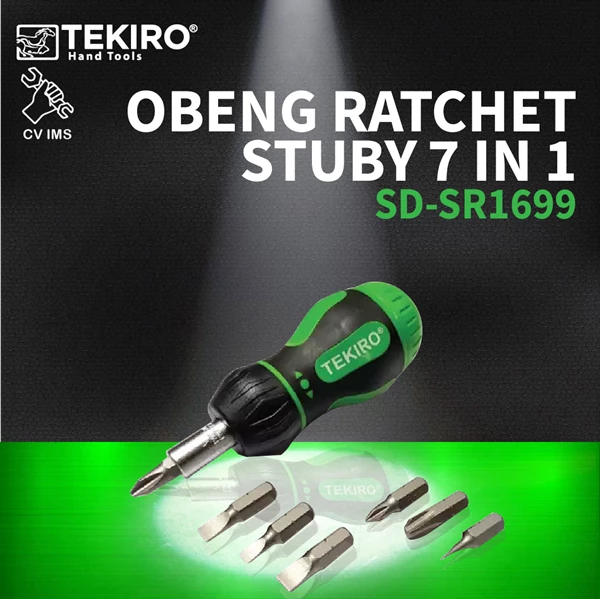 Screwdriver Ratchet Stubby 7 In 1 TEKIRO SD-SR1699